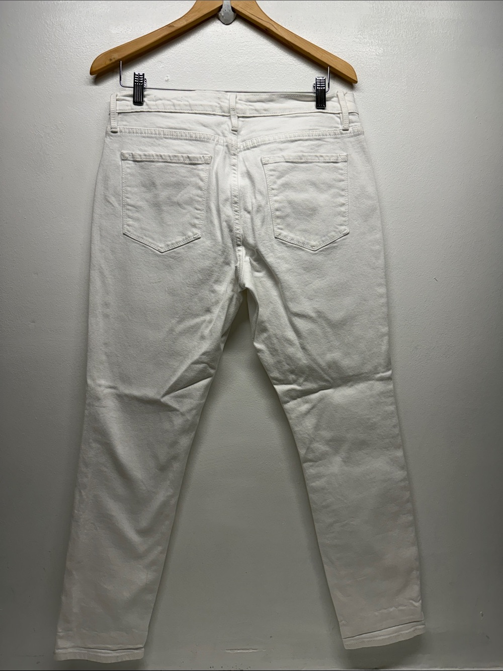 Frame Le Garcon Jeans Mid Rise Cotton Denim Pants Straight Leg 5 Pocket White 29 - Picture 5 of 11